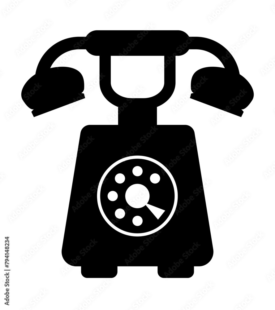 Retro phone icon. Black icon isolated on white background. Retro phone icon. Black icon isolated on white background.
