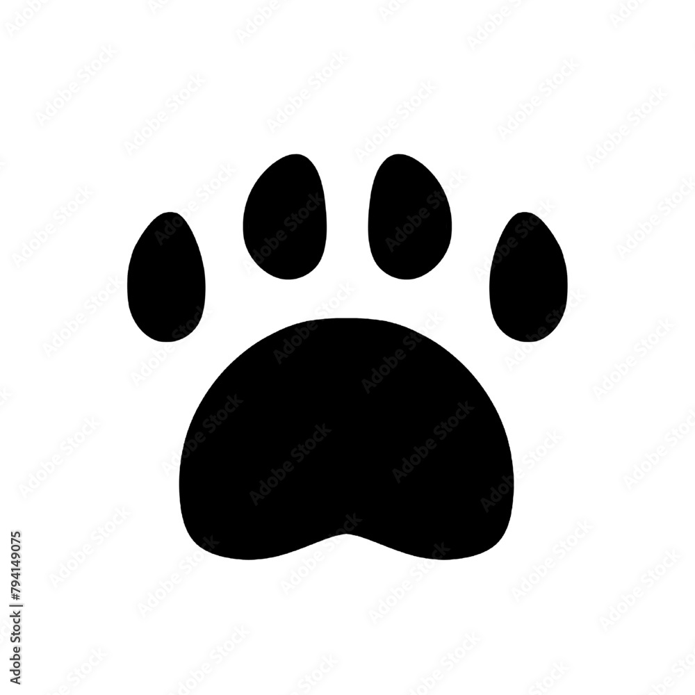 cat animal footprint paw print isolated on white and transparent background. black print vector illustration cat animal footprint paw print isolated on white and transparent background. black print vector illustration