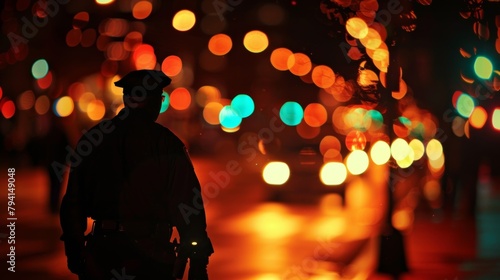 A citywide curfew in effect with police officers patrolling the streets to enforce it. .