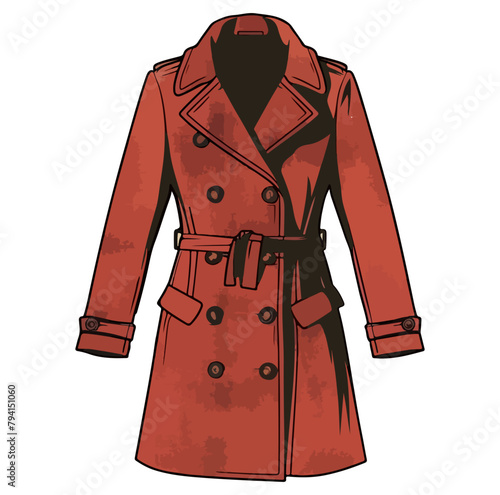 woman classic trench coat illustration