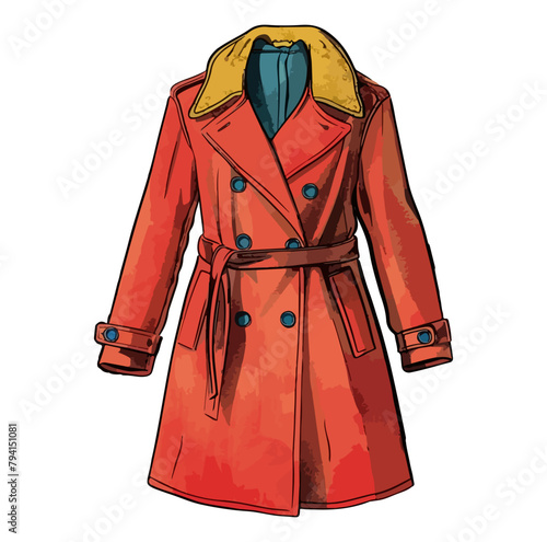 woman classic trench coat illustration