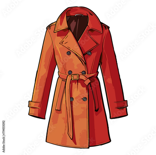 woman classic trench coat illustration