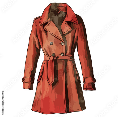 woman classic trench coat illustration