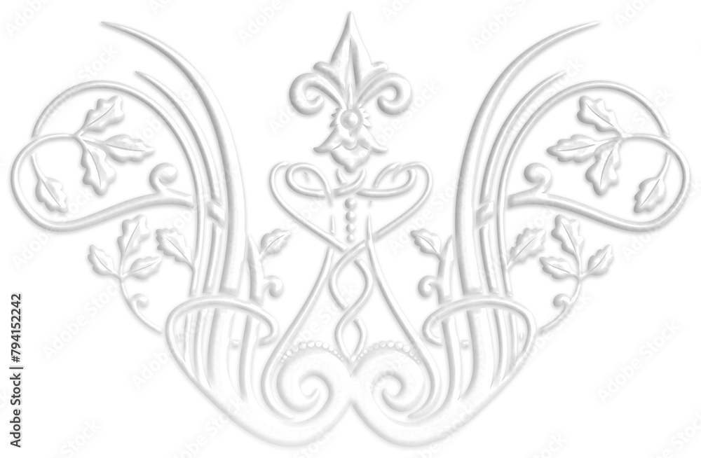 Art deco symbol, white. Art Deco style illustration creating a border with oak leaves that look like a plaster ornament. Art deco symbol, white. Art Deco style illustration creating a border with oak leaves that look like a plaster ornament.