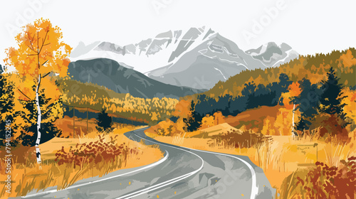 Beautiful road in autumn mountains. Chuysky tract in photo