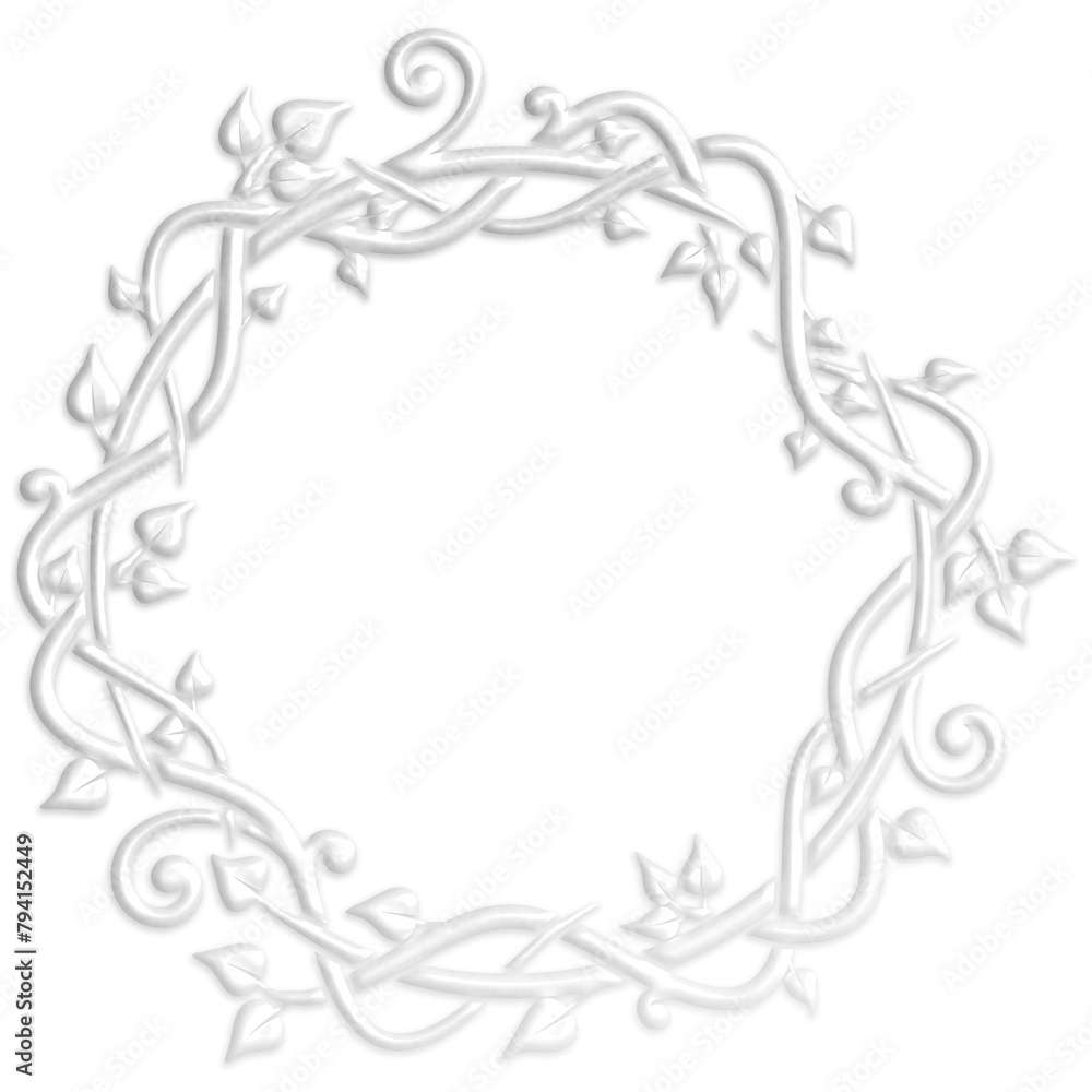 Art Deco style illustration creating a circular border with leaves that look like a plaster ornament Art Deco style illustration creating a circular border with leaves that look like a plaster ornament