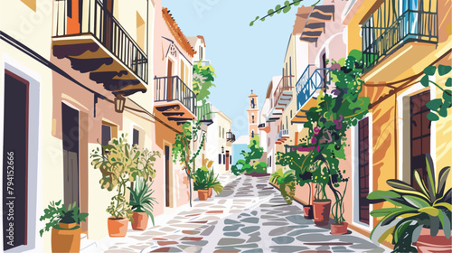 Beautiful street in Chania Crete island Greece. Hand photo