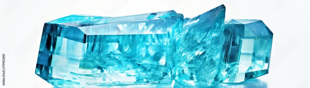 Obraz premium Blue crystal shards on white background