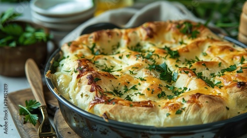Cheesy and parsley filled lavash pie
