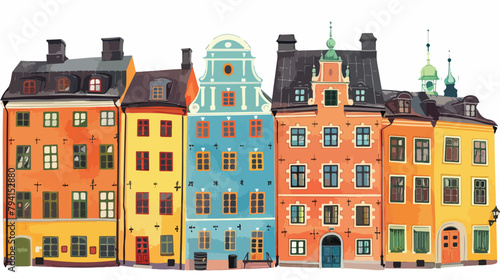 Fototapeta Naklejka Na Ścianę i Meble -  Beautiful street with colorful buildings in Old Town