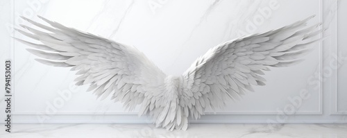 Minimalistic mockup featuring angel wings on a clean, bright background, ideal for spiritual or inspirational themes