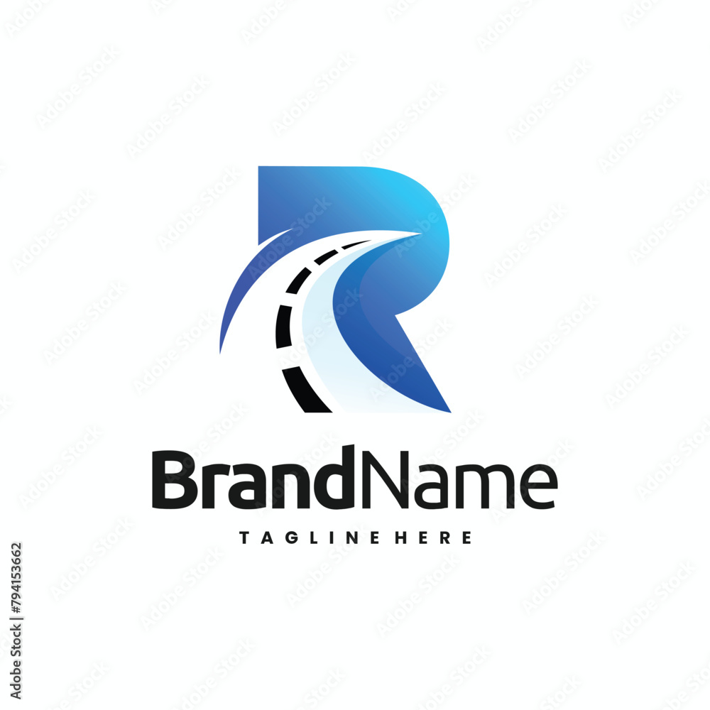 Letter R Road logo design combination concept Letter R Road logo design combination concept