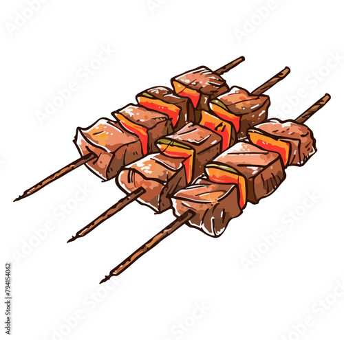 Kebab on a skewer illustration