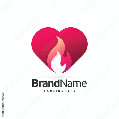 burning heart or love logo.