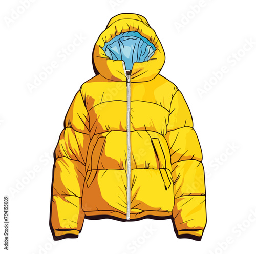 yellow women's down jacket illustration