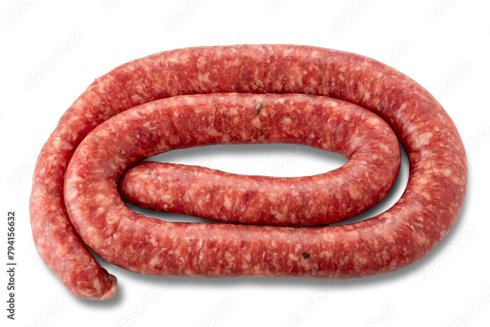 Raw fennel seed sausage rolled and isolated Raw fennel seed sausage rolled and isolated