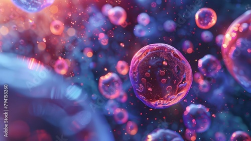 exploration of cellular therapy and regeneration depicted through a microscopic view of body cells highlighting the potential for groundbreaking medical advances