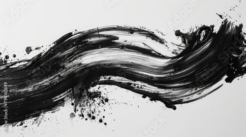 abstract black ink splash on white background japanese calligraphy brush stroke texture photo