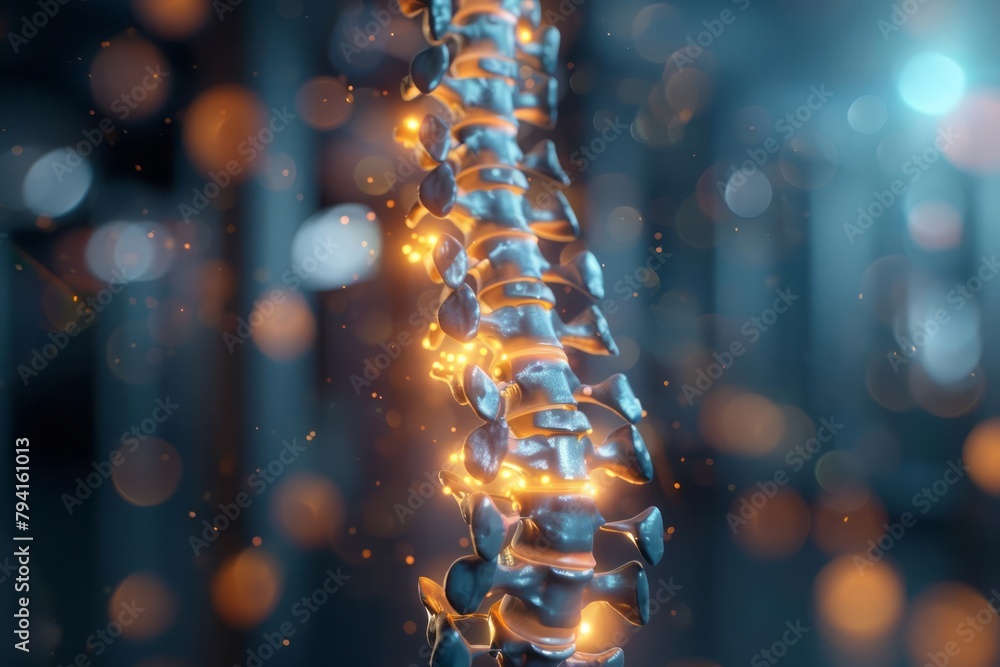 Geometric spine with highlighted segments, indicating back pain in a ...
