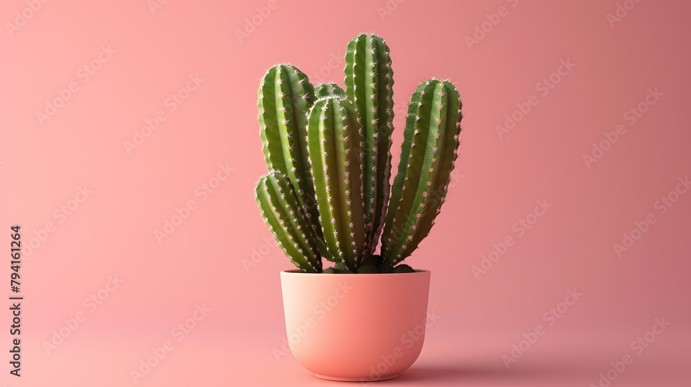 Cactus cacti tree in pot isolated on plain background Generative AI Cactus cacti tree in pot isolated on plain background Generative AI