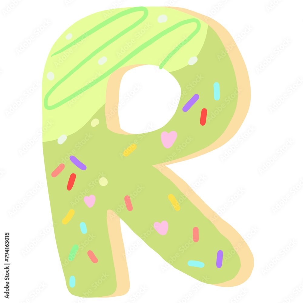 Donut icing latters, font of donuts. Bakery sweet alphabet. Letters and numbers. Donut alphabet .