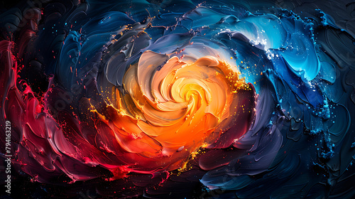 Create a high-resolution digital artwork of a dynamic color splash backdrop, featuring intense, swirling patterns of vivid colors that blend seamlessly into one another.