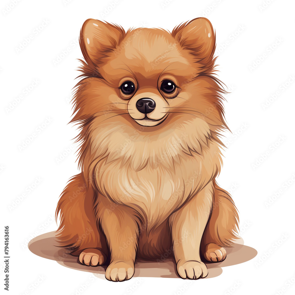 Obraz premium clipart pomeranian sitting сreated with Generative Ai