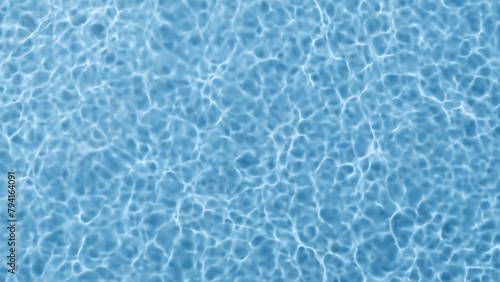 Empty swimming pool top view. Blue water background. Ripples and waves on the water surface. 3d render. © AndS