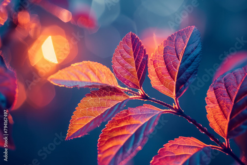 An image of a plant undergoing photosynthesis under controlled light  with subtle thermal variations