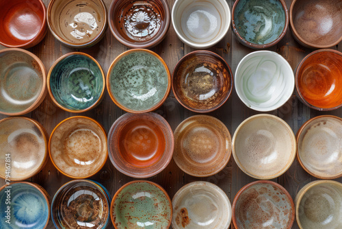A collection of ceramic dishes ranging from sandy beige to deep terra cotta, each piece reflecting t
