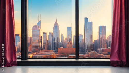 Vibrant Cityscape Canvas: Urban Center View for Business Relaxation in a Busy Setting
