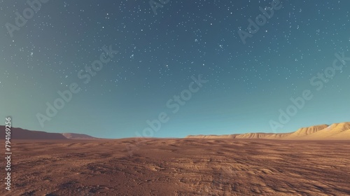 Starry Night over Barren Desert Landscape
