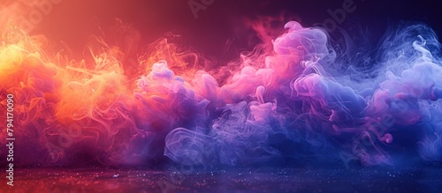 blue and purple gradient colored smoke on a dark background