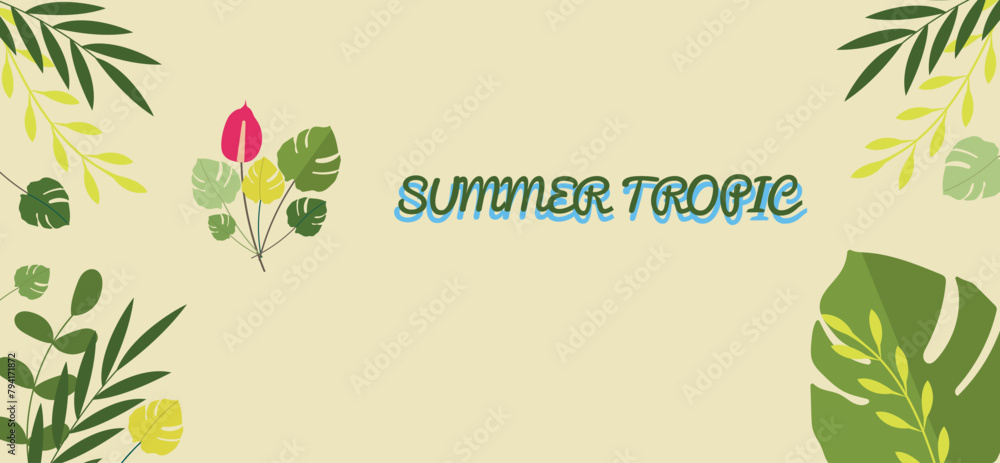 green frame. tropical summer banner. vector illustration