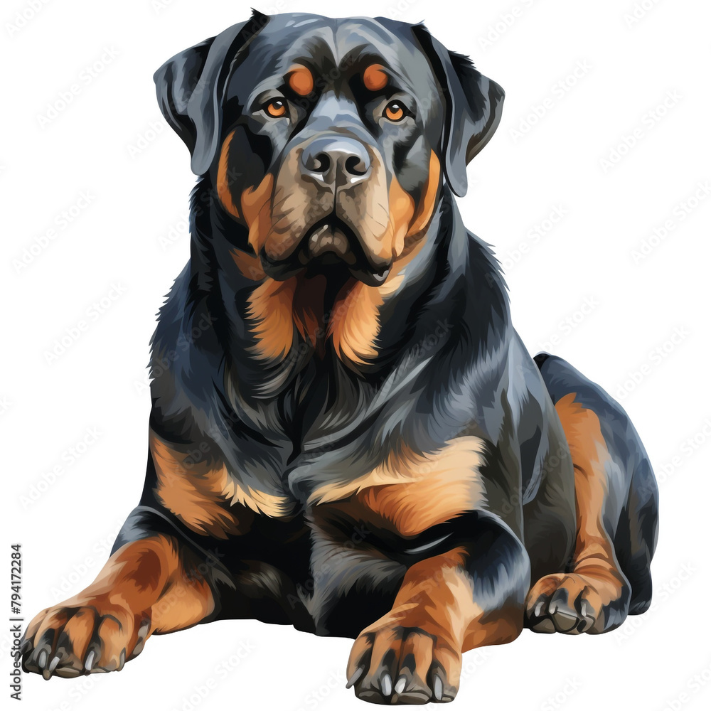 Fototapeta premium clipart rotweiler sitting сreated with Generative Ai