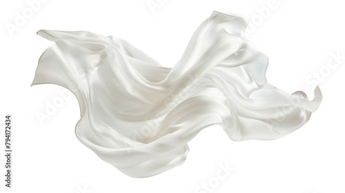 Flying white silk fabric