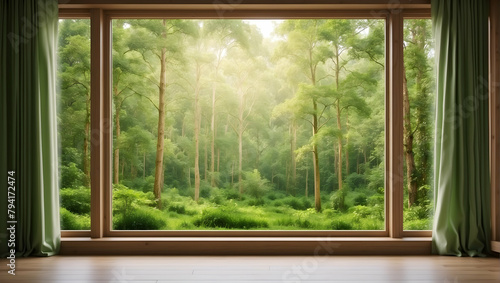 Serene Forest View  Perfect for Eco-Friendly Businesses and Nature Retreats - Relaxing Photo Stock Concept