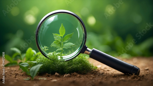 Zero Waste Solutions: Eco-Friendly Clarity Brought to Life with a Magnifying Glass in Green Scene