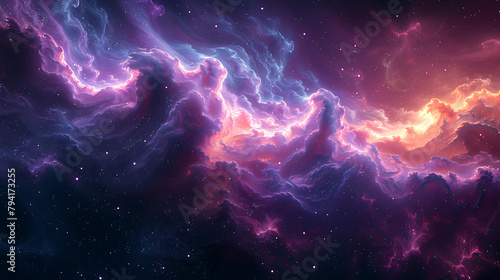 Design a digital artwork featuring a vibrant cosmic nebula scene.