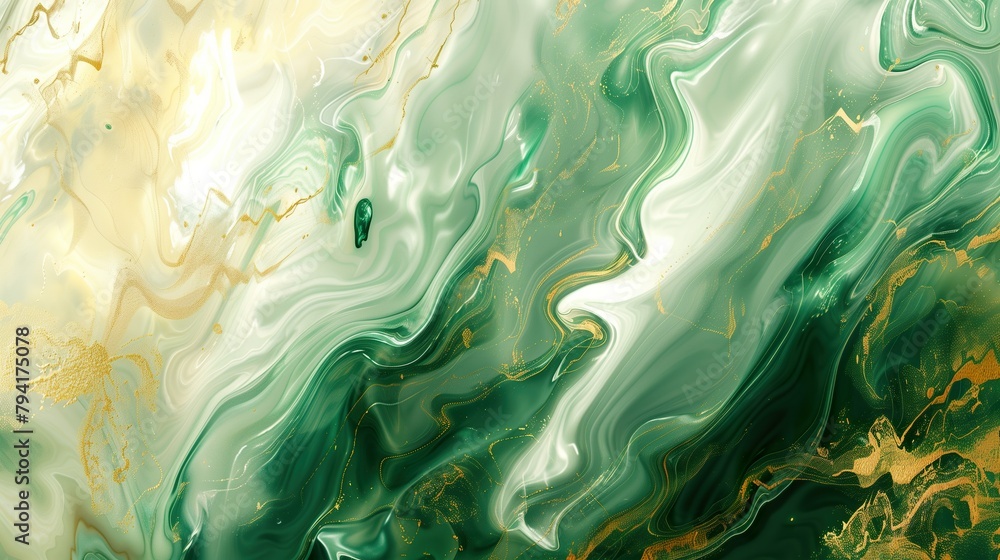 Obraz premium Luxurious green over tan background abstract