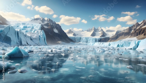 Rapid Glacial Melting Captured: A Photo Real Representation of the Critical Melting Points Due to Carbon Emissions - Depicting the Global Warming Crisis