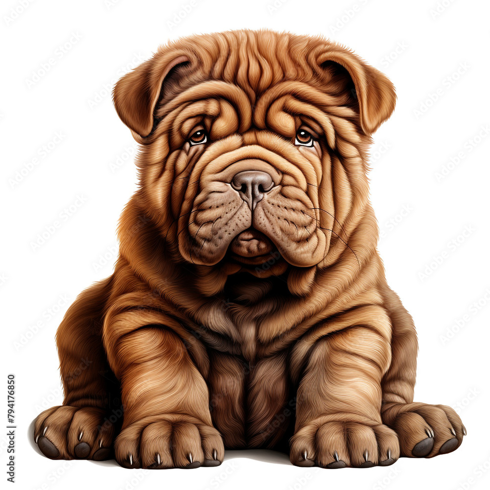 clipart shar pei dark hair sitting сreated with Generative Ai clipart shar pei dark hair sitting сreated with Generative Ai