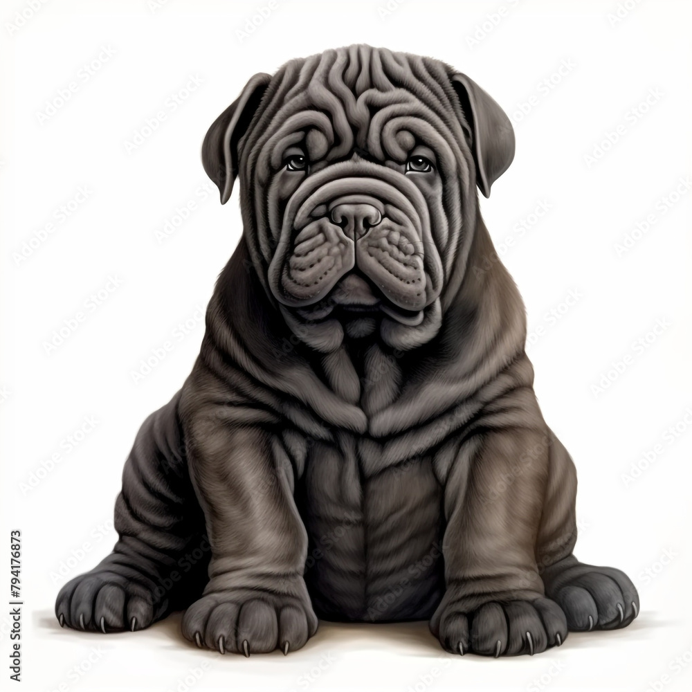 Obraz premium clipart shar pei dark hair sitting сreated with Generative Ai