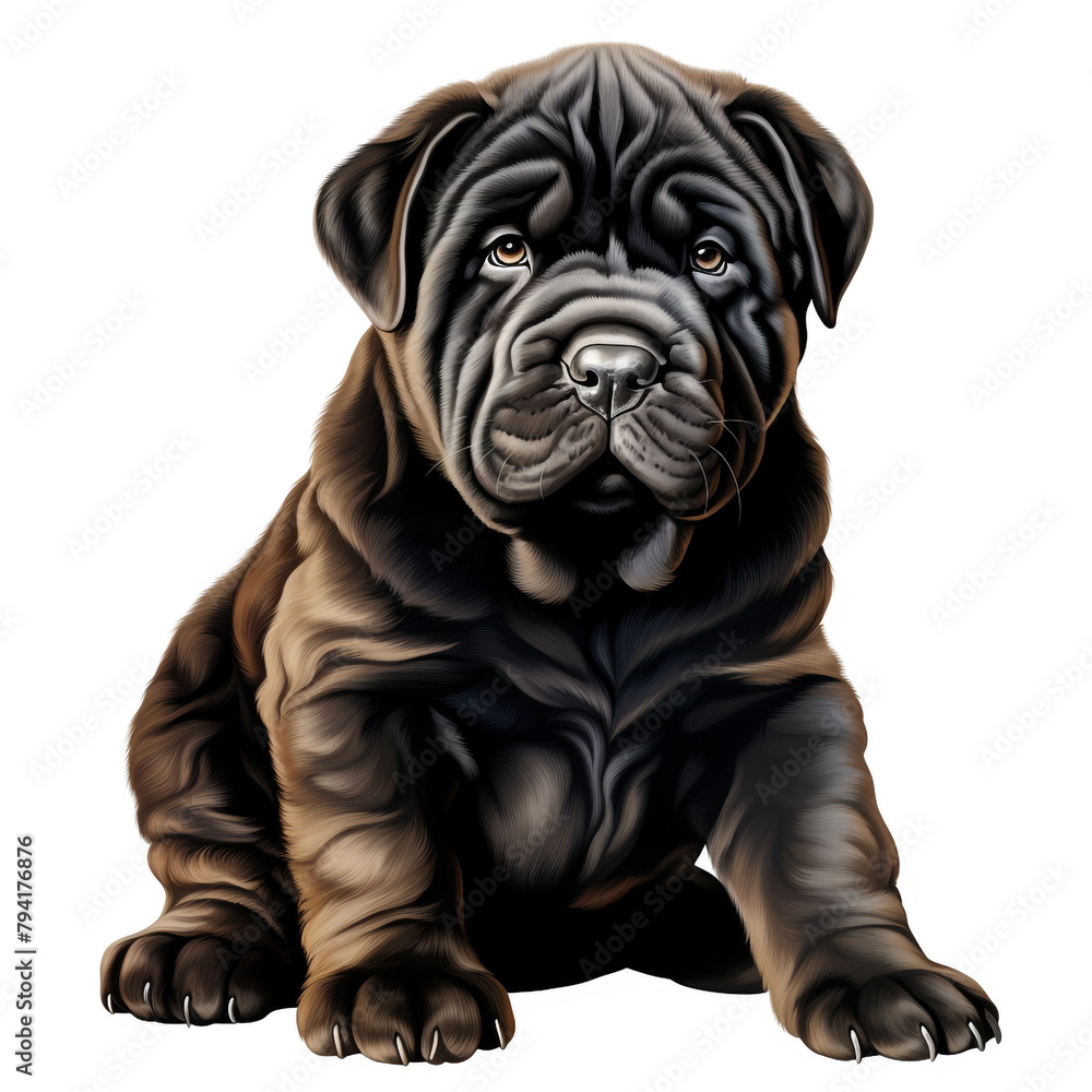 clipart shar pei dark hair sitting сreated with Generative Ai clipart shar pei dark hair sitting сreated with Generative Ai