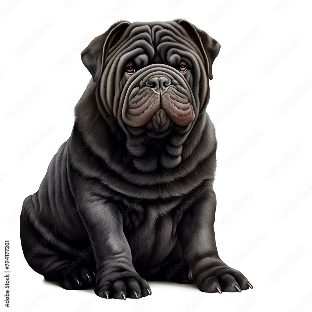 clipart shar pei dark hair sitting сreated with Generative Ai clipart shar pei dark hair sitting сreated with Generative Ai