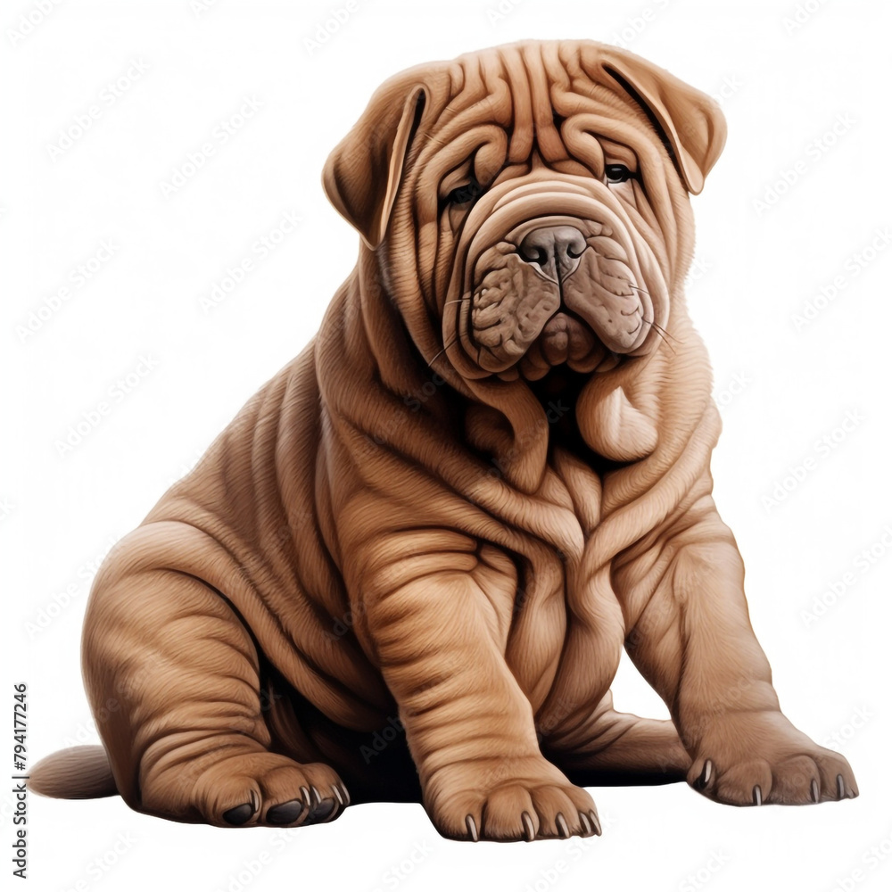 clipart shar pei dark hair sitting сreated with Generative Ai clipart shar pei dark hair sitting сreated with Generative Ai