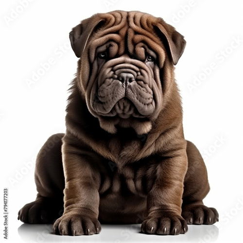 clipart shar pei dark hair sitting сreated with Generative Ai