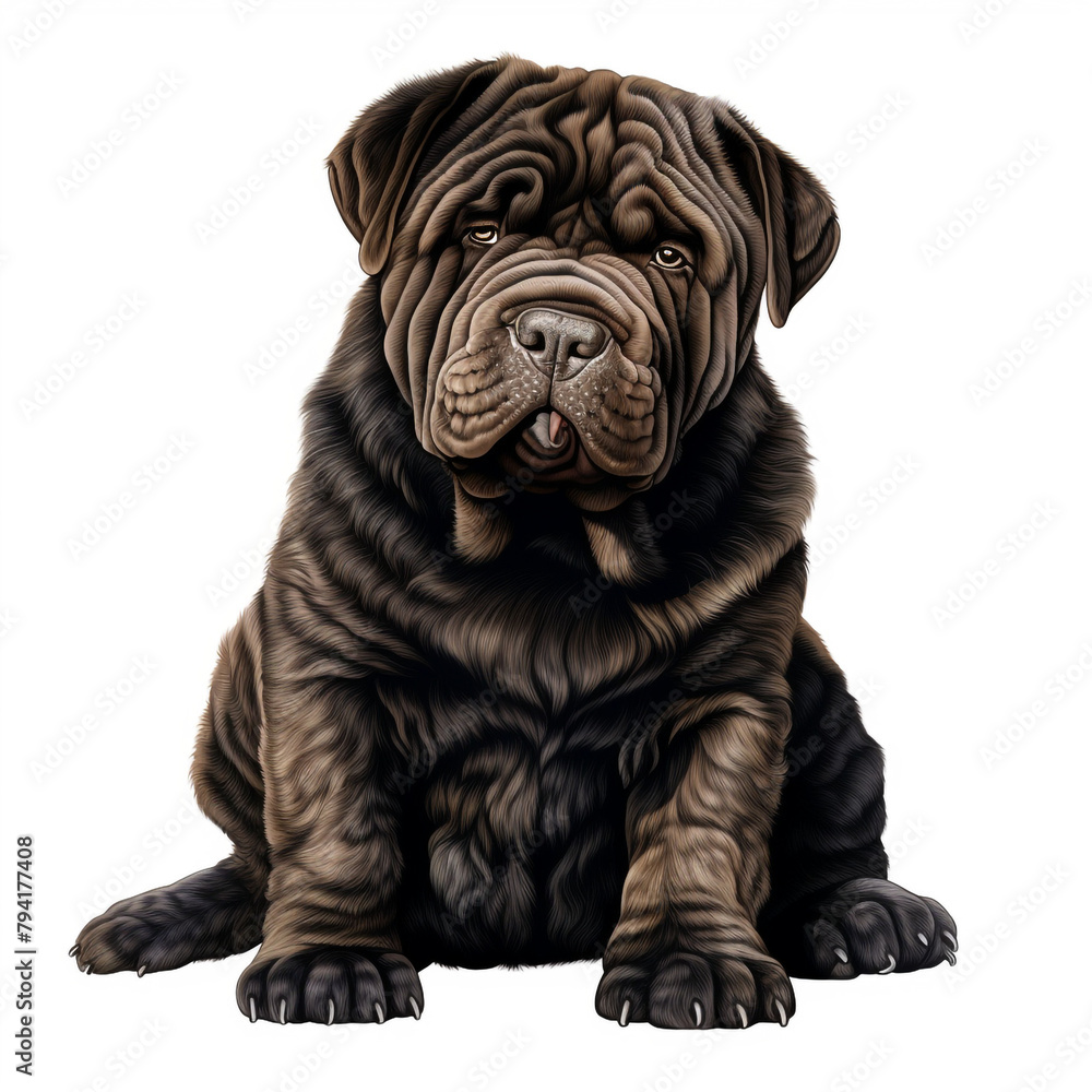 clipart shar pei dark hair sitting сreated with Generative Ai clipart shar pei dark hair sitting сreated with Generative Ai
