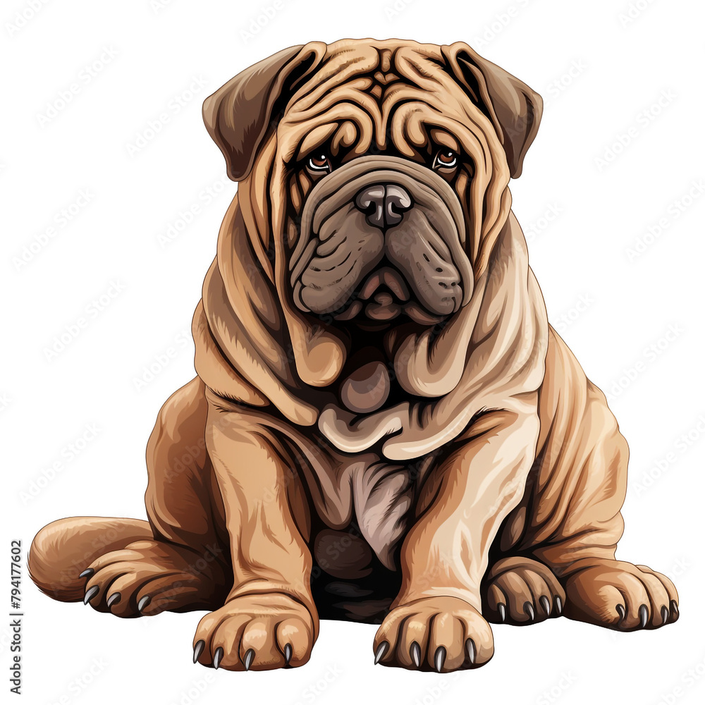 clipart shar pei dark hair sitting сreated with Generative Ai clipart shar pei dark hair sitting сreated with Generative Ai