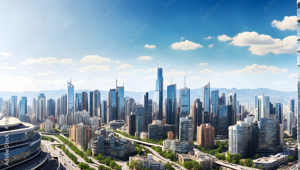 Vibrant Cityscape: A Stunning Urban Panorama Bringing Life to Presentations in Relaxing Environments - Adobe Stock Concept